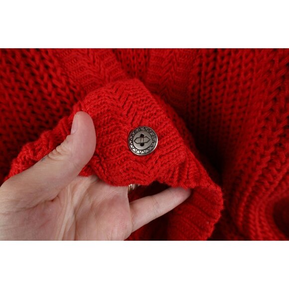 Vtg 90s Streetwear Womens Medium Faded Chunky Ribbed Knit Baggy Cardigan Sweater - Picture 4 of 9
